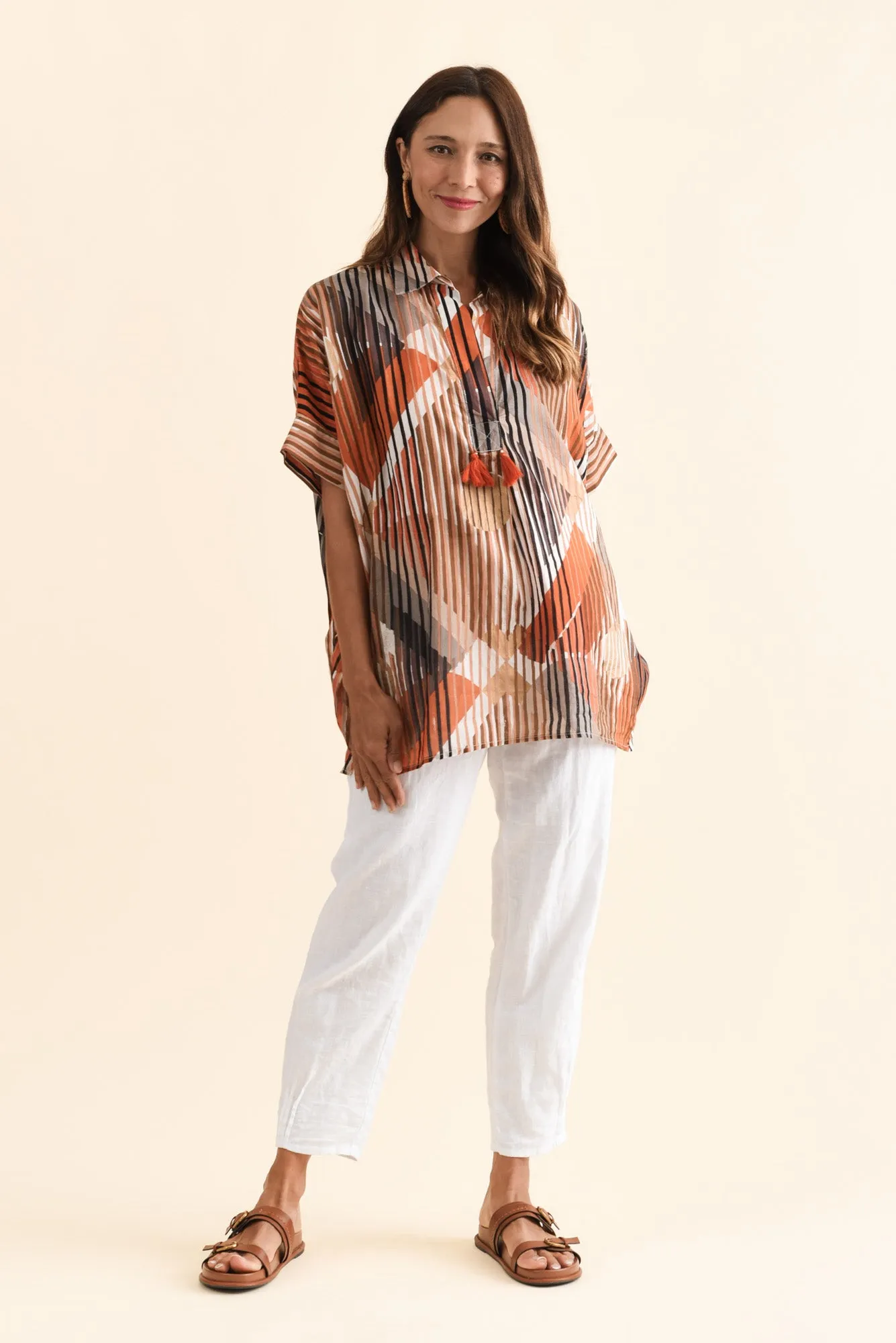 Kairi Brown Abstract Cotton Top sold by Blue Bungalow product image thumbnail 2