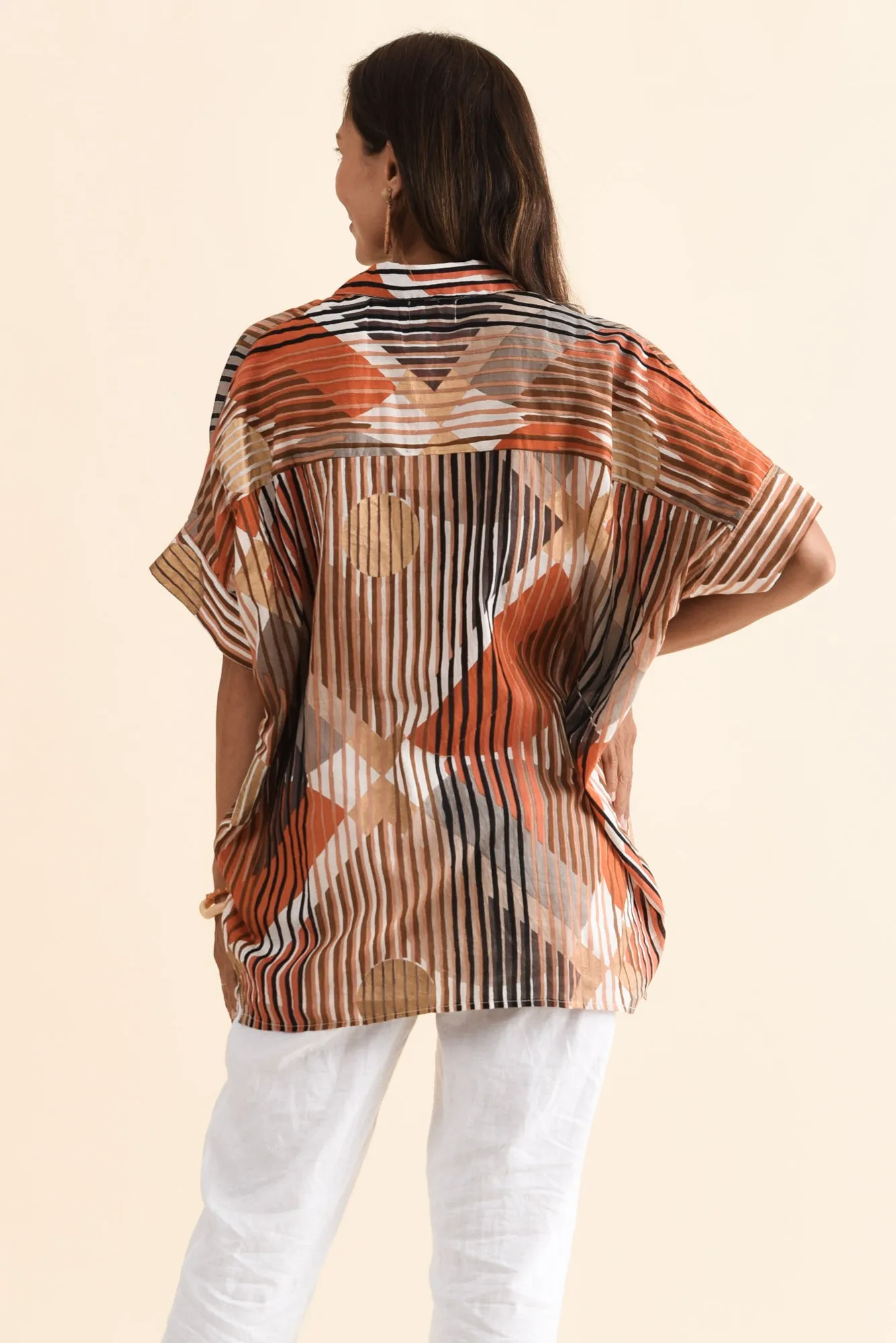 Kairi Brown Abstract Cotton Top sold by Blue Bungalow product image thumbnail 4