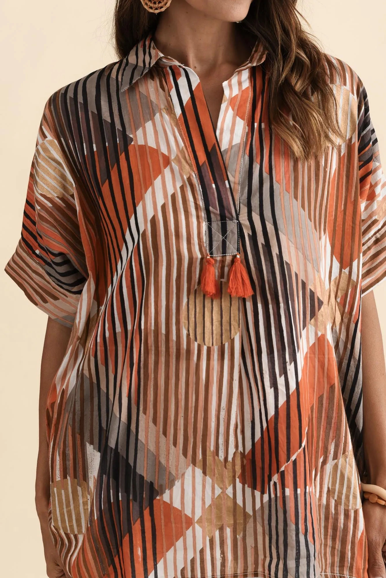 Kairi Brown Abstract Cotton Top sold by Blue Bungalow product image thumbnail 5