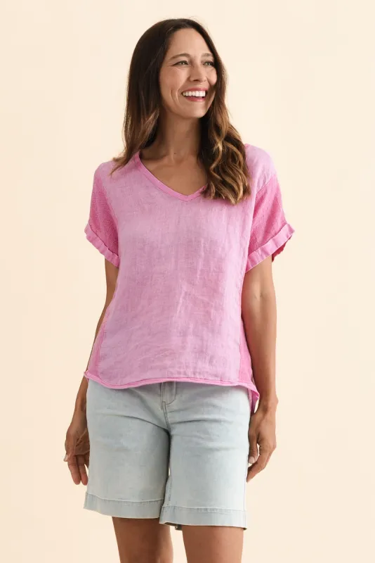 Dorian Blush Linen Cotton Top sold by Blue Bungalow