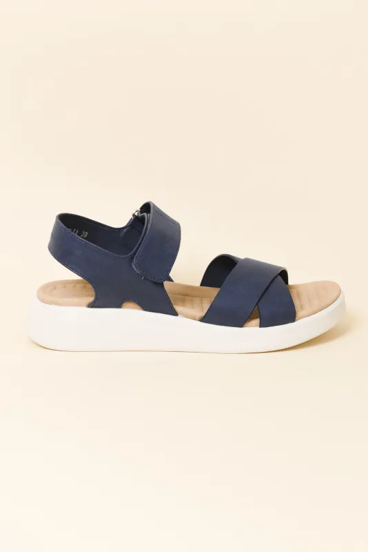Brasilia Navy Platform Sandal sold by Blue Bungalow