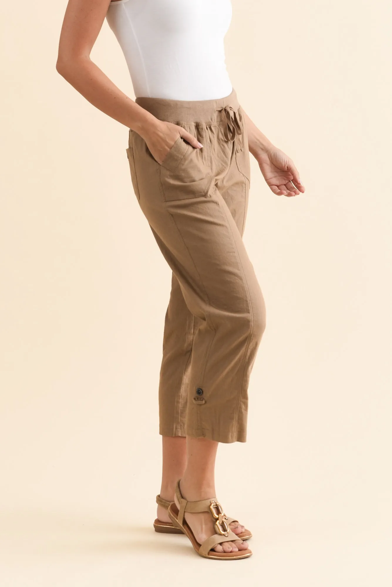 Lindsay Taupe 7/8 Cargo Pants sold by Blue Bungalow product image thumbnail 3