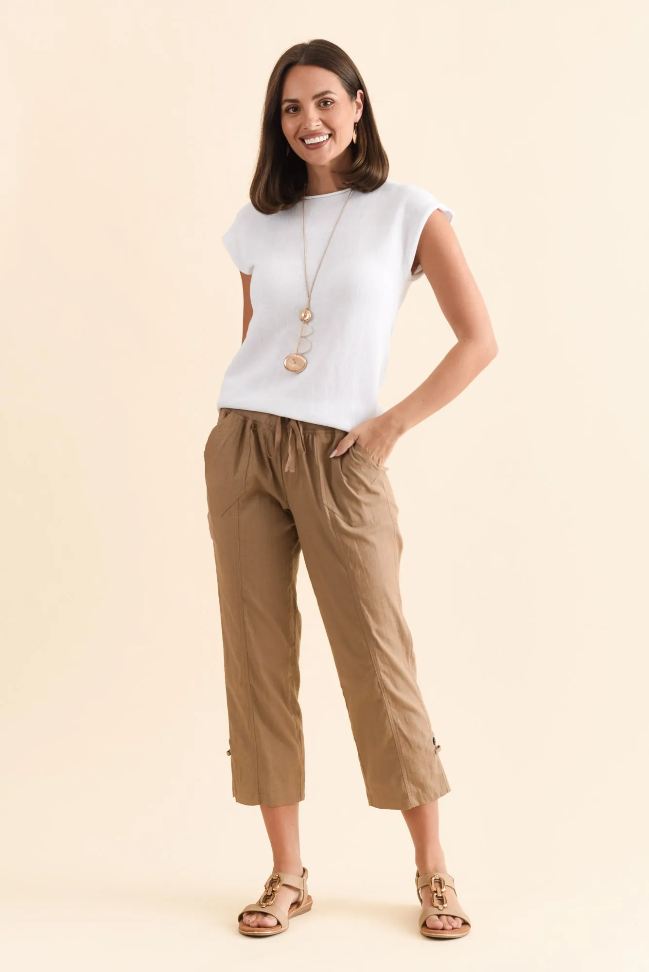 Lindsay Taupe 7/8 Cargo Pants sold by Blue Bungalow product image thumbnail 2