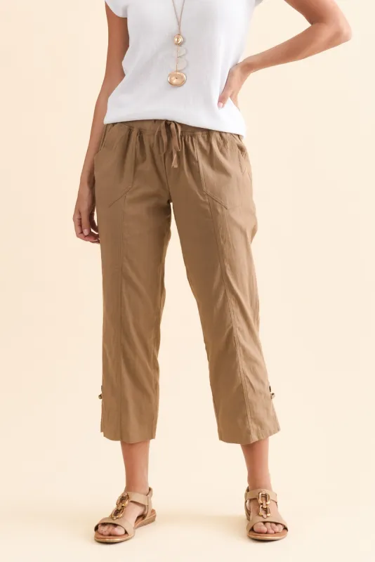 Lindsay Taupe 7/8 Cargo Pants sold by Blue Bungalow