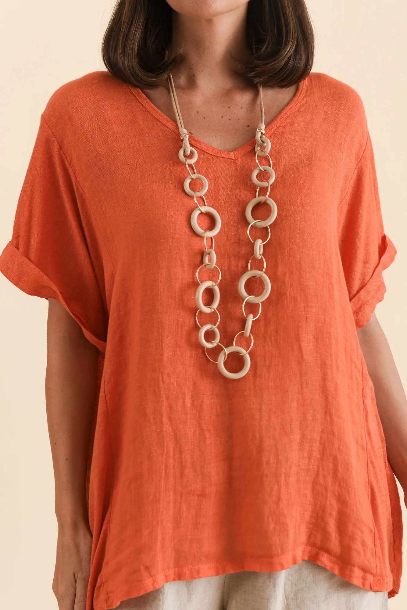 Oversized Anna Orange Linen Tee sold by Blue Bungalow product image thumbnail 5