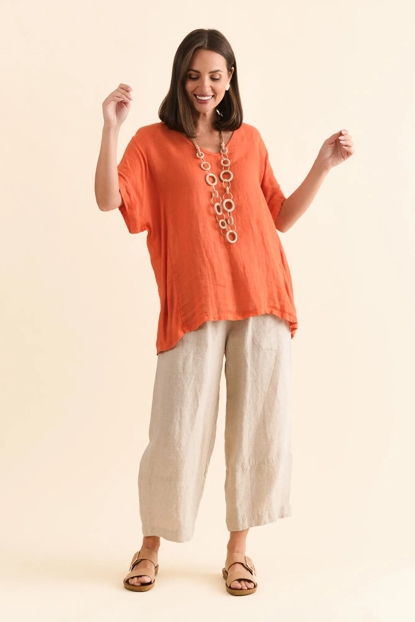 Oversized Anna Orange Linen Tee sold by Blue Bungalow product image thumbnail 2