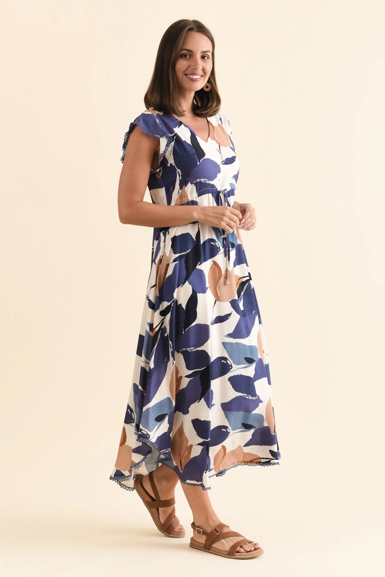 Libby Blue Leaf Midi Dress sold by Blue Bungalow product image thumbnail 3