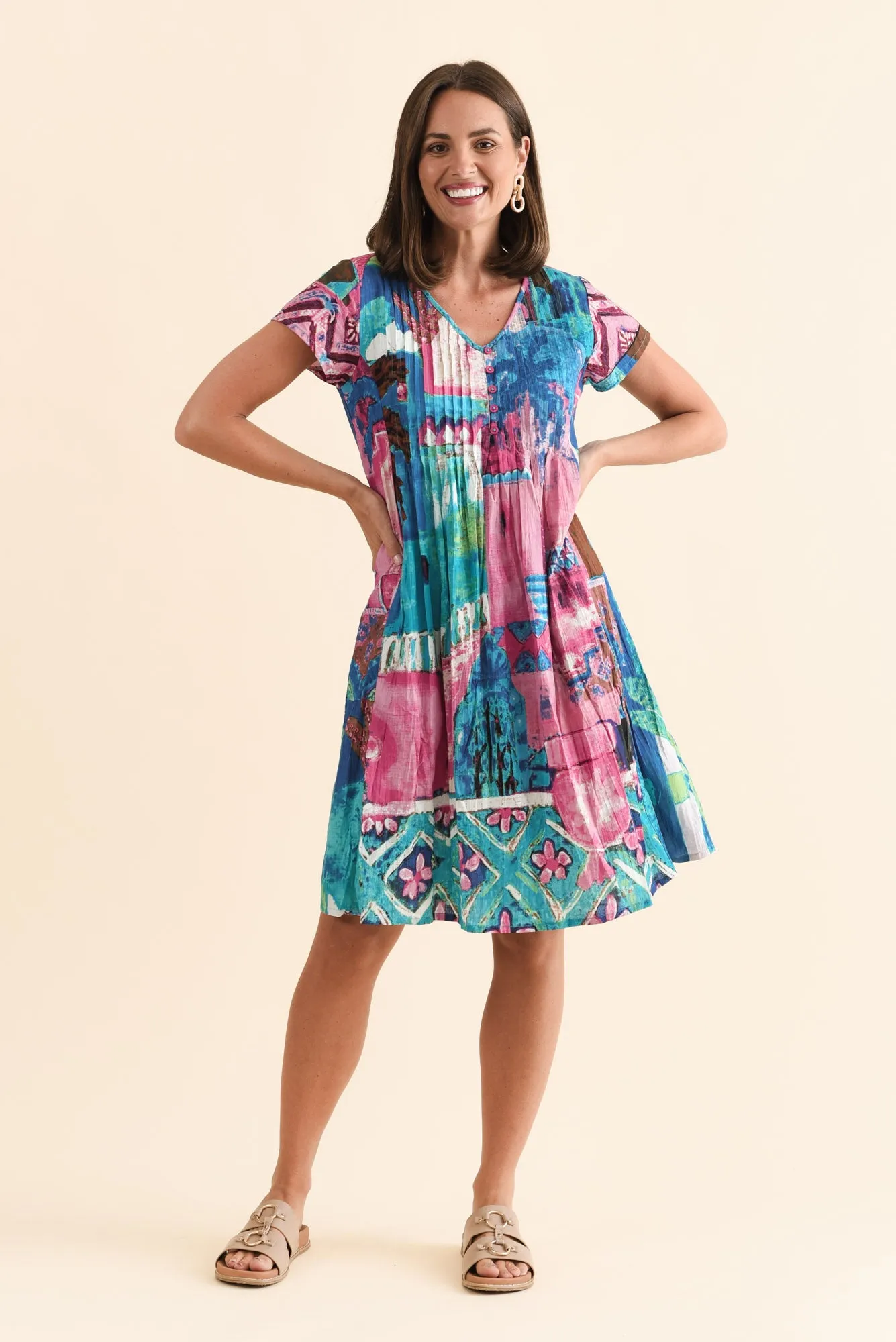 Mekeisha Blue Floral Organic Cotton Dress sold by Blue Bungalow product image thumbnail 2