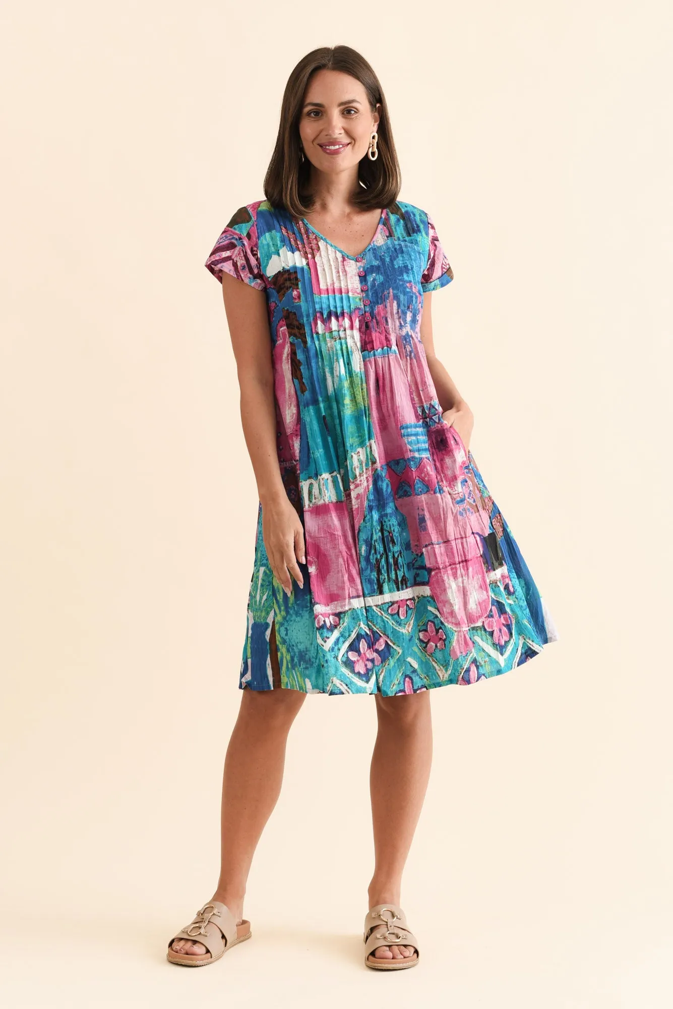 Mekeisha Blue Floral Organic Cotton Dress sold by Blue Bungalow
