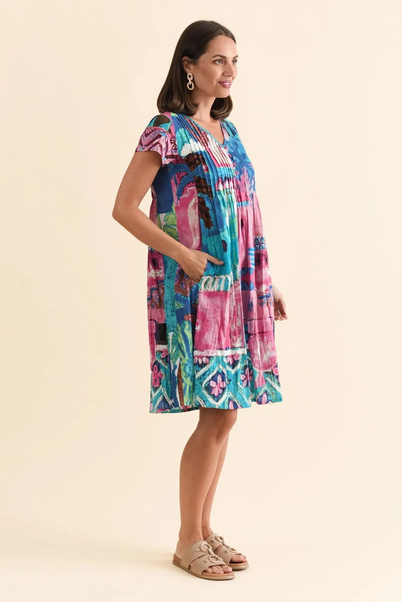 Mekeisha Blue Floral Organic Cotton Dress sold by Blue Bungalow product image thumbnail 3