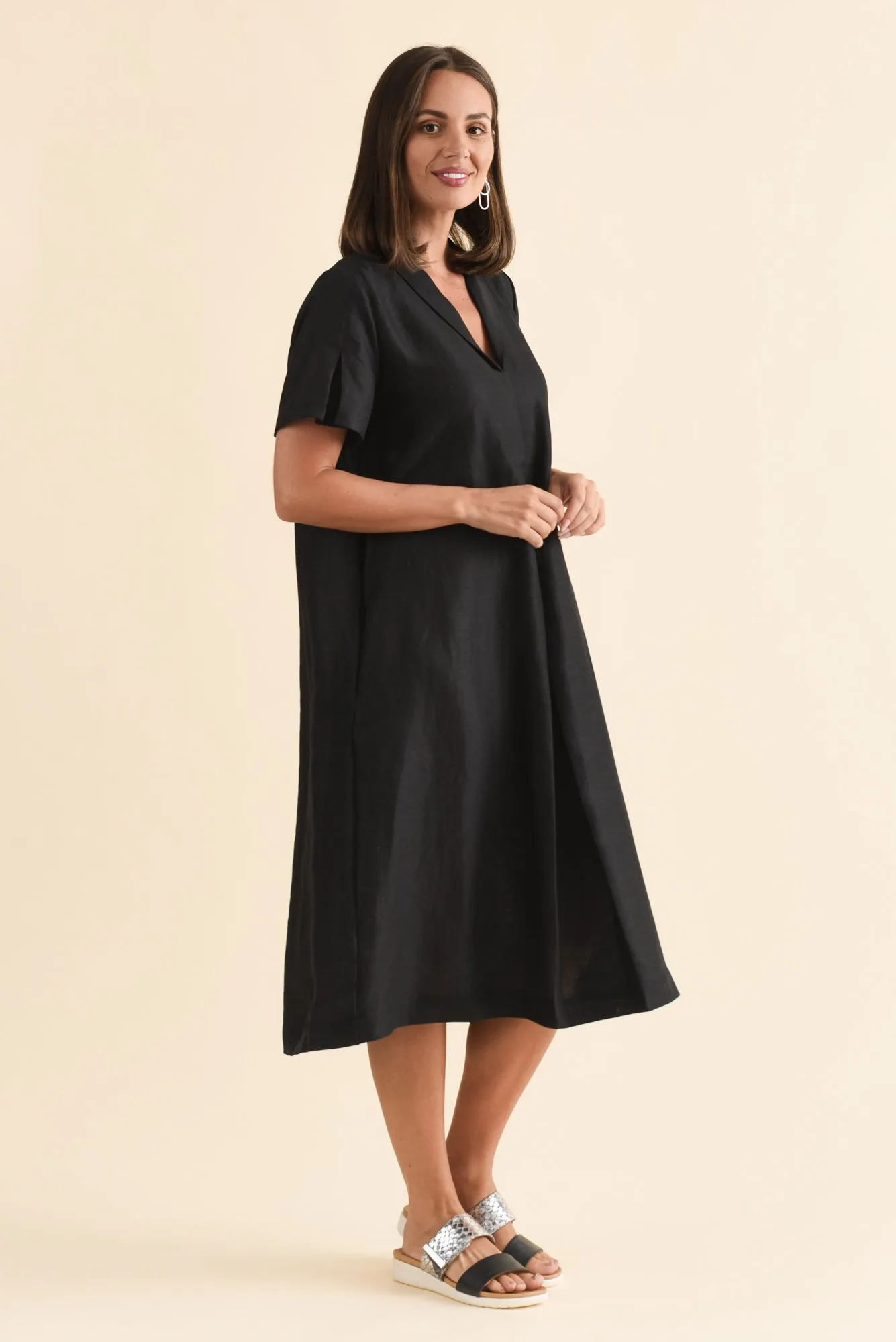 Miranda Black Linen Collared Dress sold by Blue Bungalow product image thumbnail 3