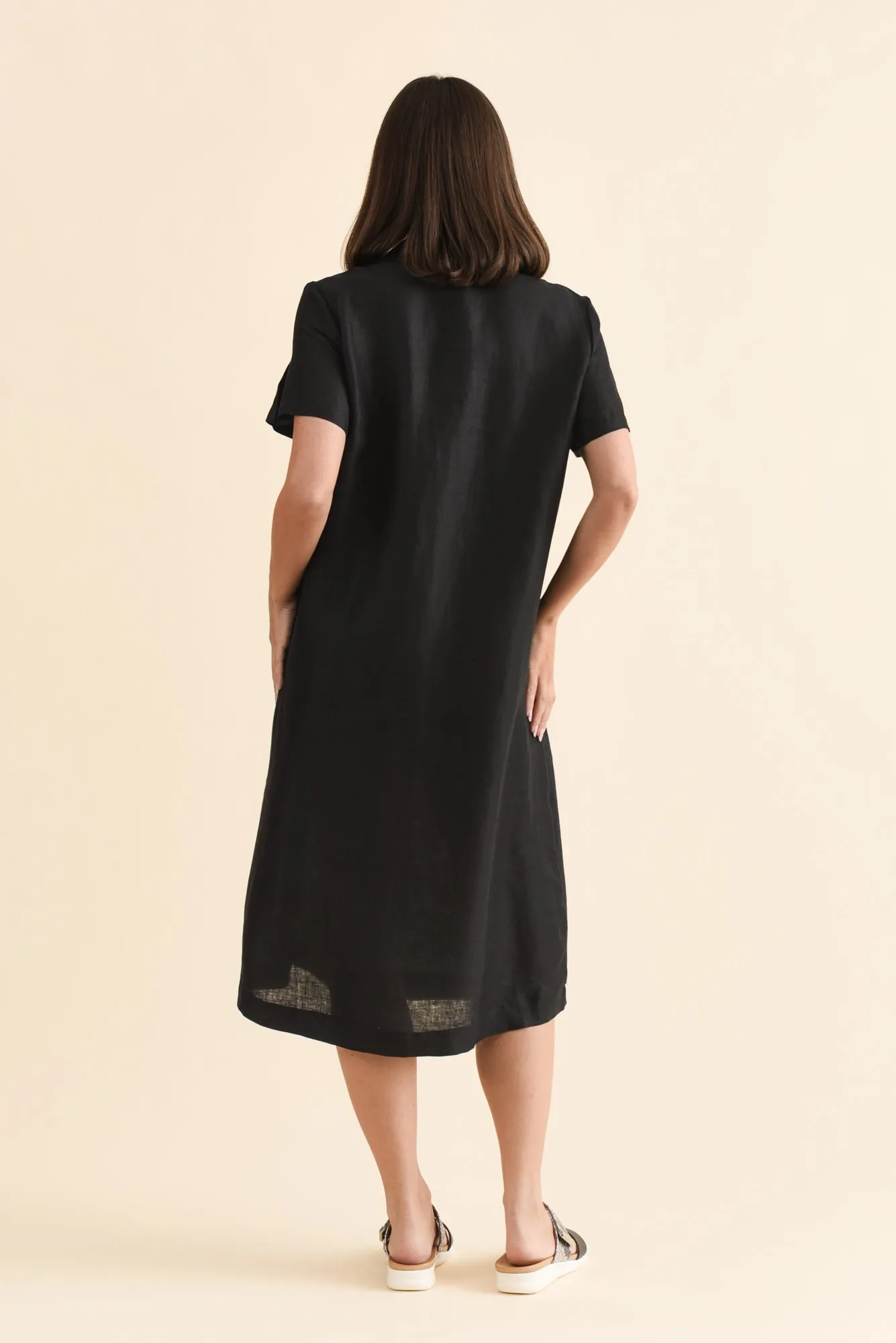 Miranda Black Linen Collared Dress sold by Blue Bungalow product image thumbnail 4