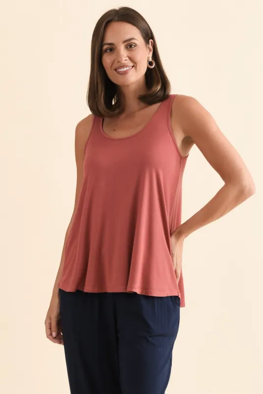 Rust Bamboo Relaxed Singlet sold by Blue Bungalow