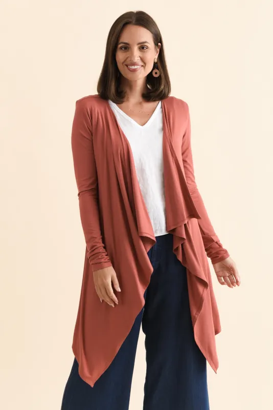 Rust Bamboo Waterfall Cardigan sold by Blue Bungalow