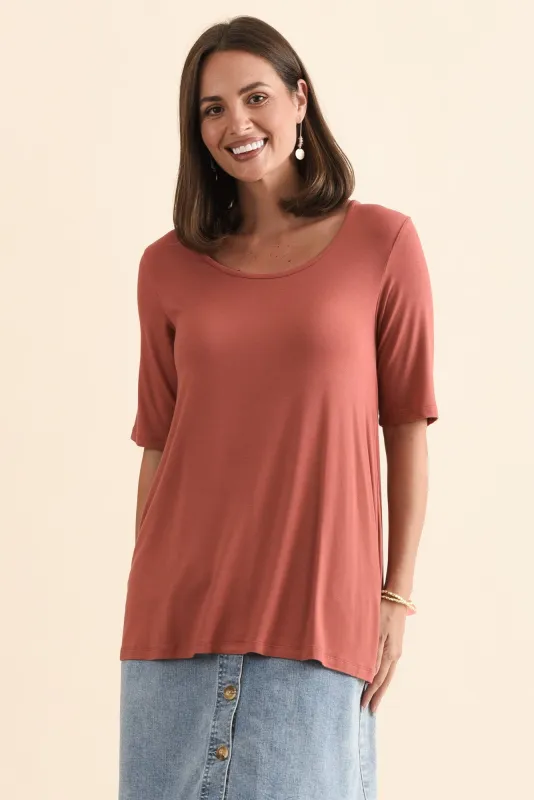 Carter Rust Bamboo Tunic Top sold by Blue Bungalow