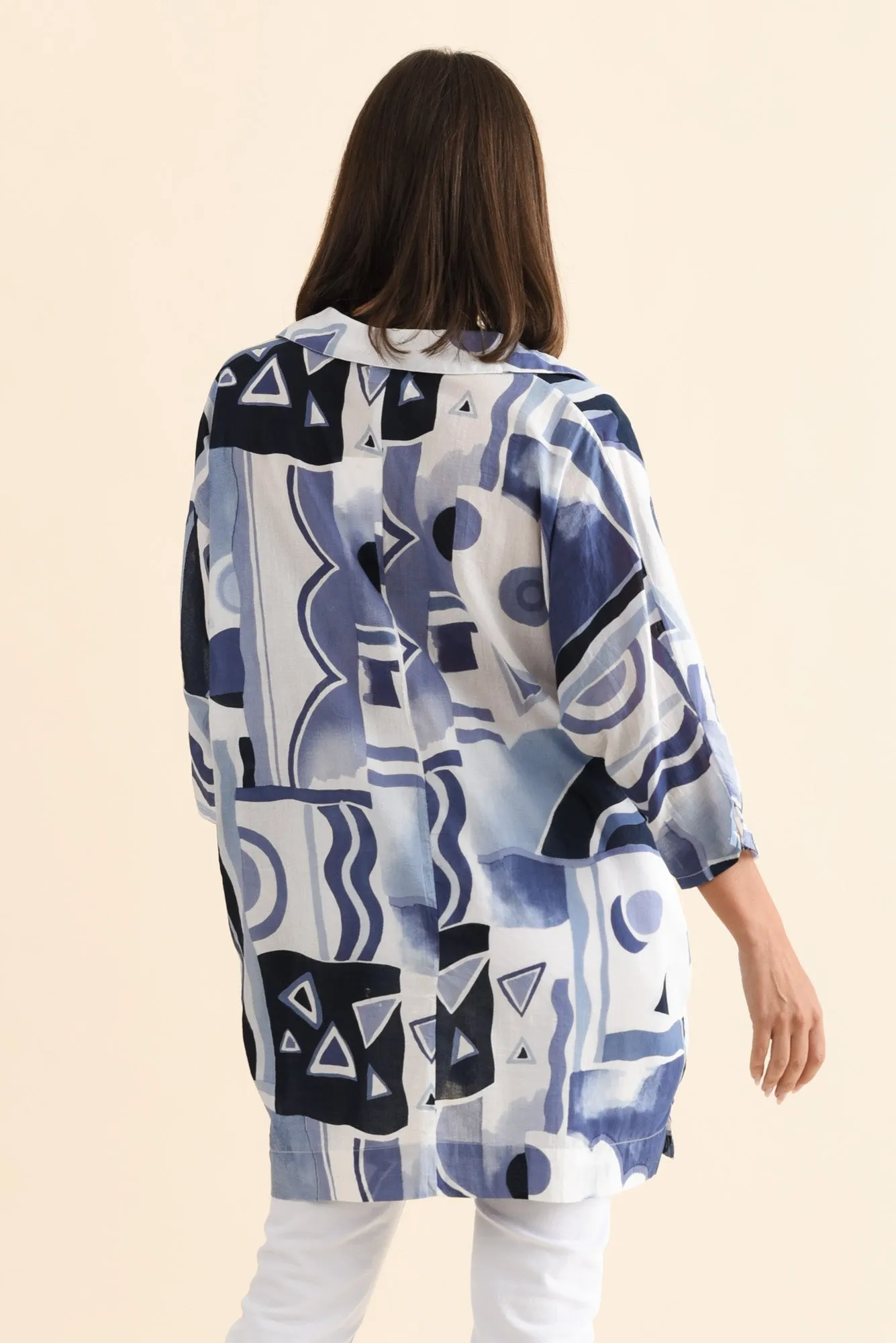 Norla Blue Abstract Cotton Shirt sold by Blue Bungalow product image thumbnail 4