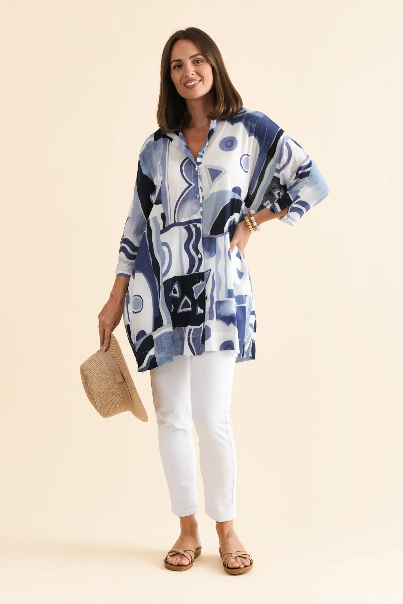 Norla Blue Abstract Cotton Shirt sold by Blue Bungalow product image thumbnail 2