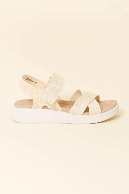 Brasilia Cream Knit Platform Sandal sold by Blue Bungalow