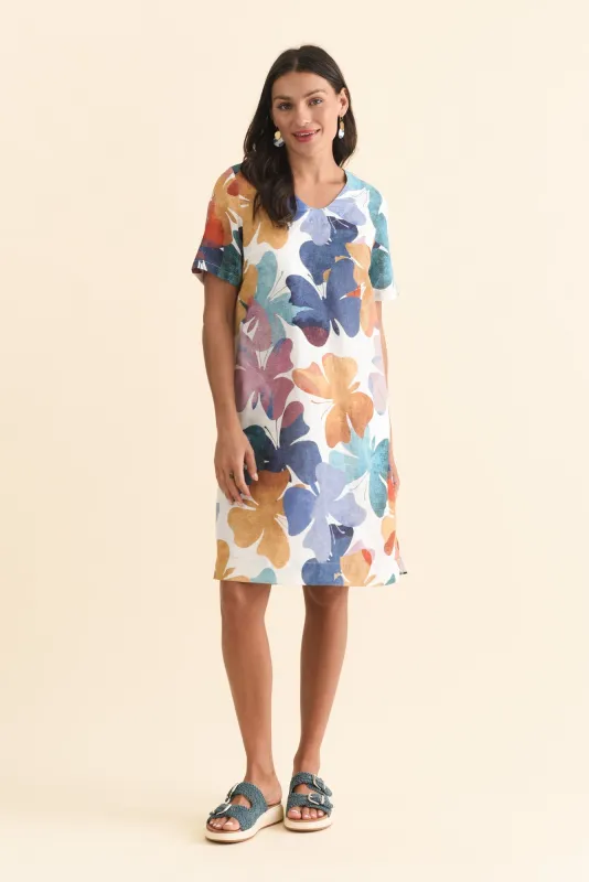 Channing Mauve Butterfly Linen Dress sold by Blue Bungalow