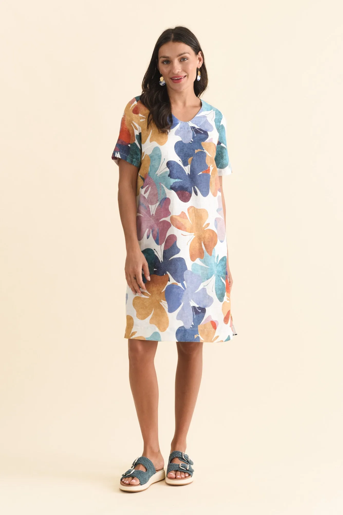 Channing Mauve Butterfly Linen Dress sold by Blue Bungalow