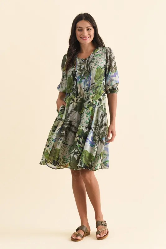 Esta Green Garden Sleeved Dress sold by Blue Bungalow