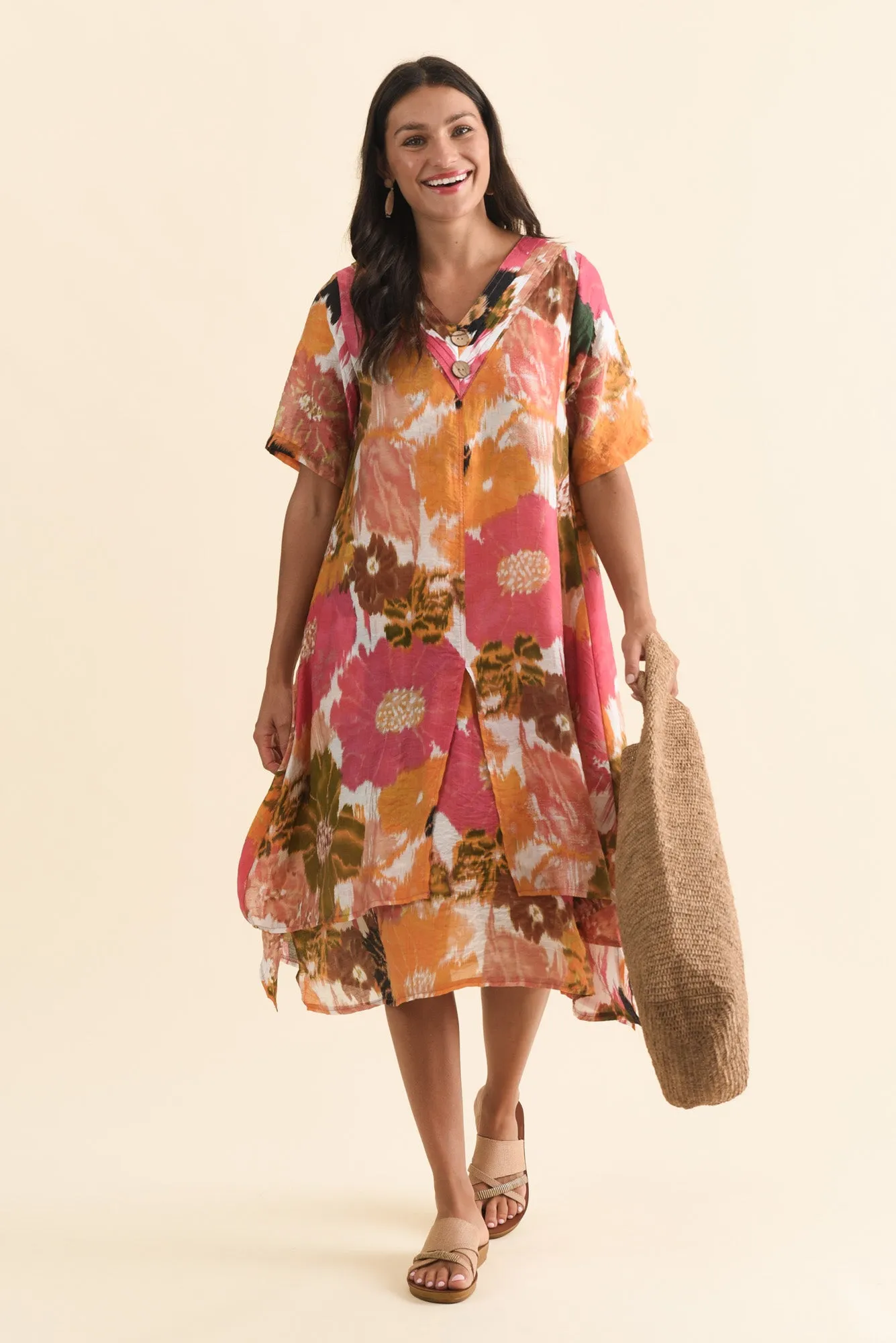 Nala Pink Flower Layers Dress sold by Blue Bungalow product image thumbnail 2