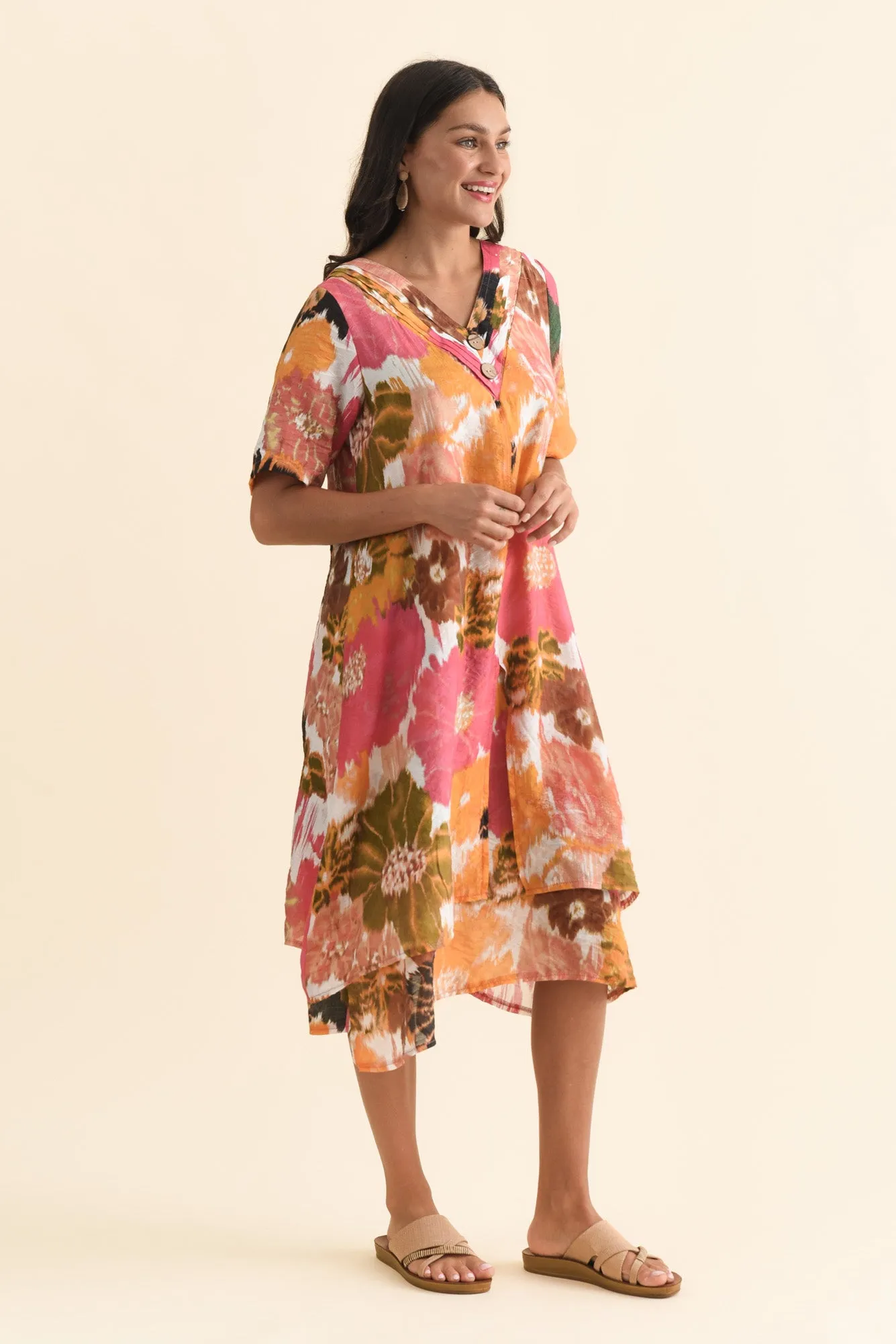 Nala Pink Flower Layers Dress sold by Blue Bungalow product image thumbnail 3