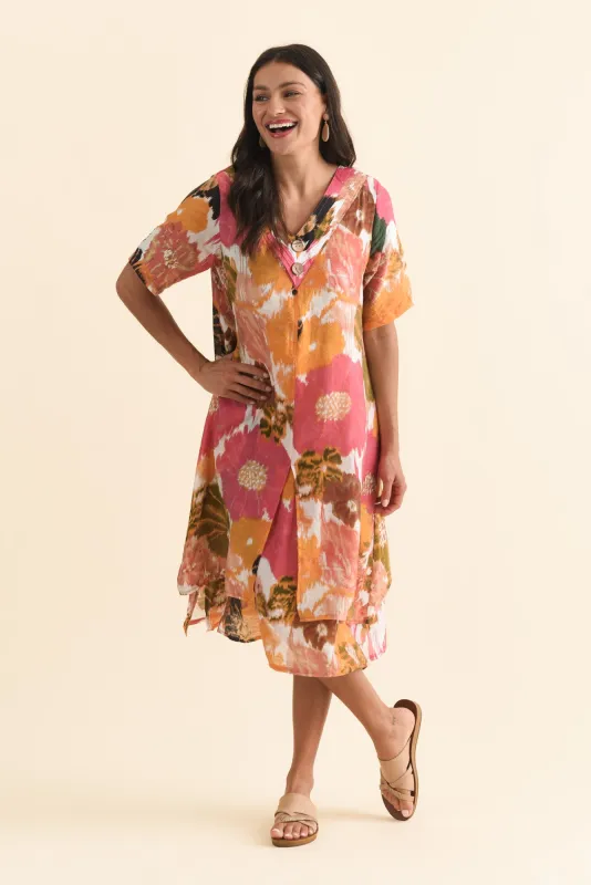 Nala Pink Flower Layers Dress sold by Blue Bungalow