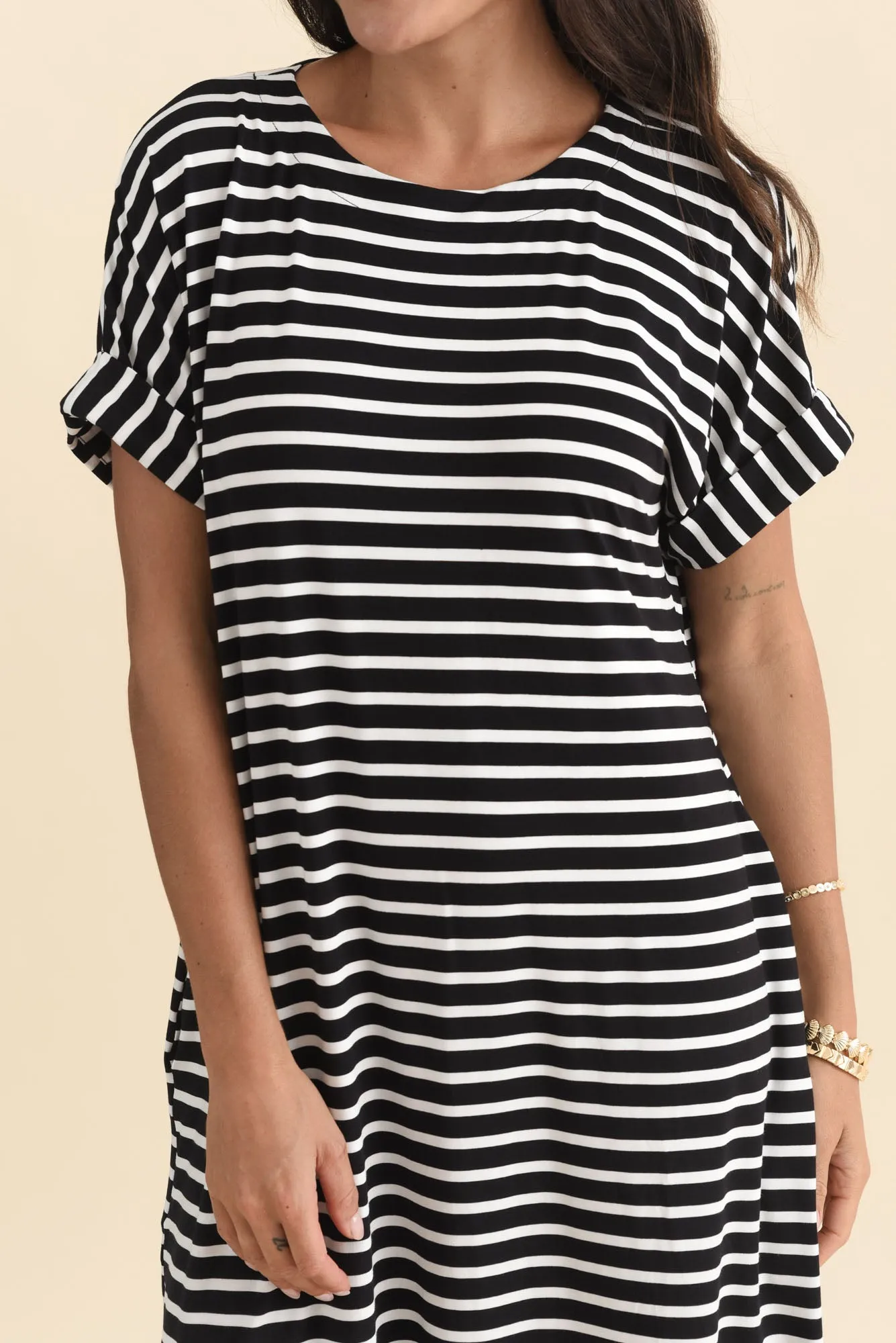 Monica Black Stripe Bamboo Dress sold by Blue Bungalow product image thumbnail 5
