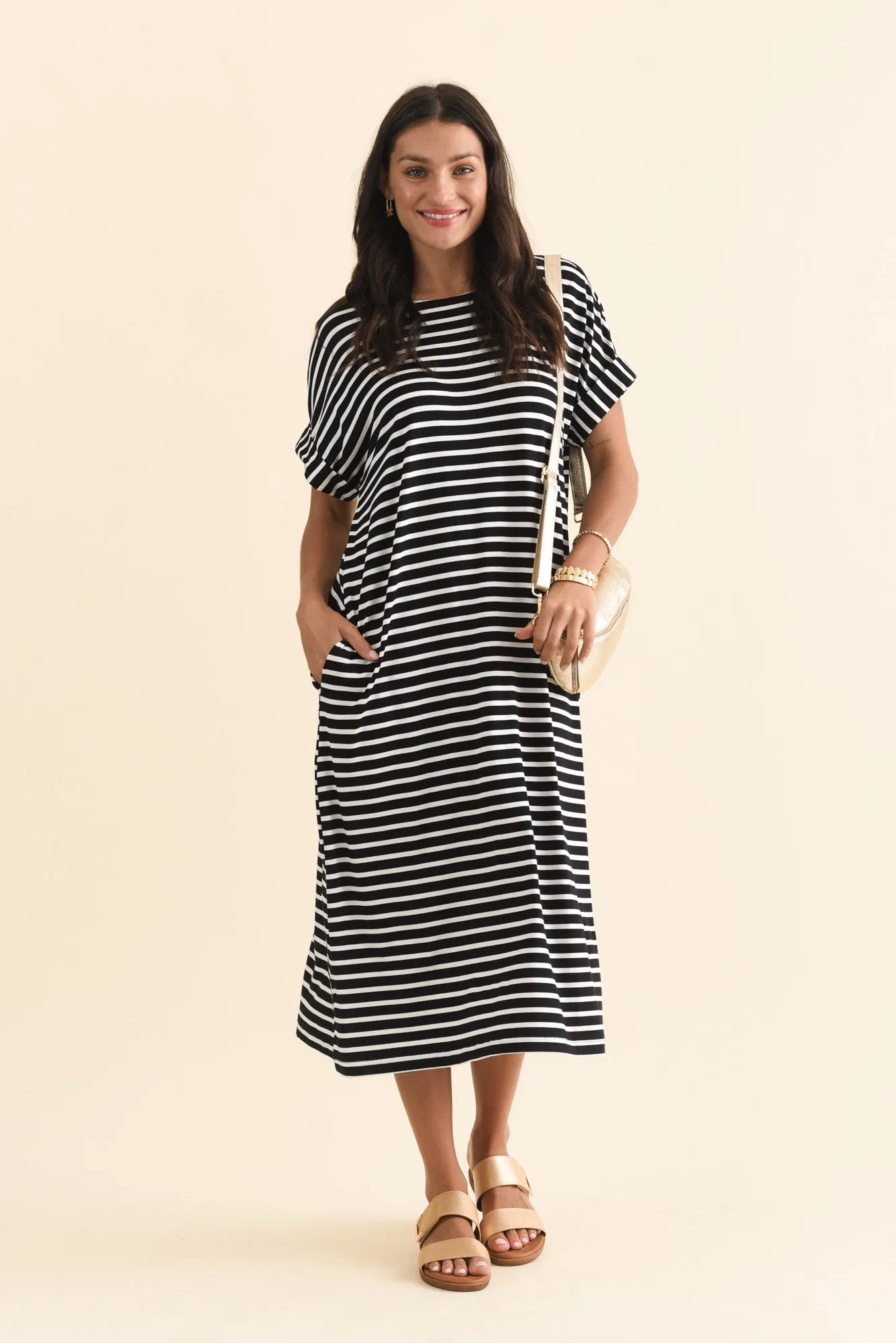Monica Black Stripe Bamboo Dress sold by Blue Bungalow product image thumbnail 2