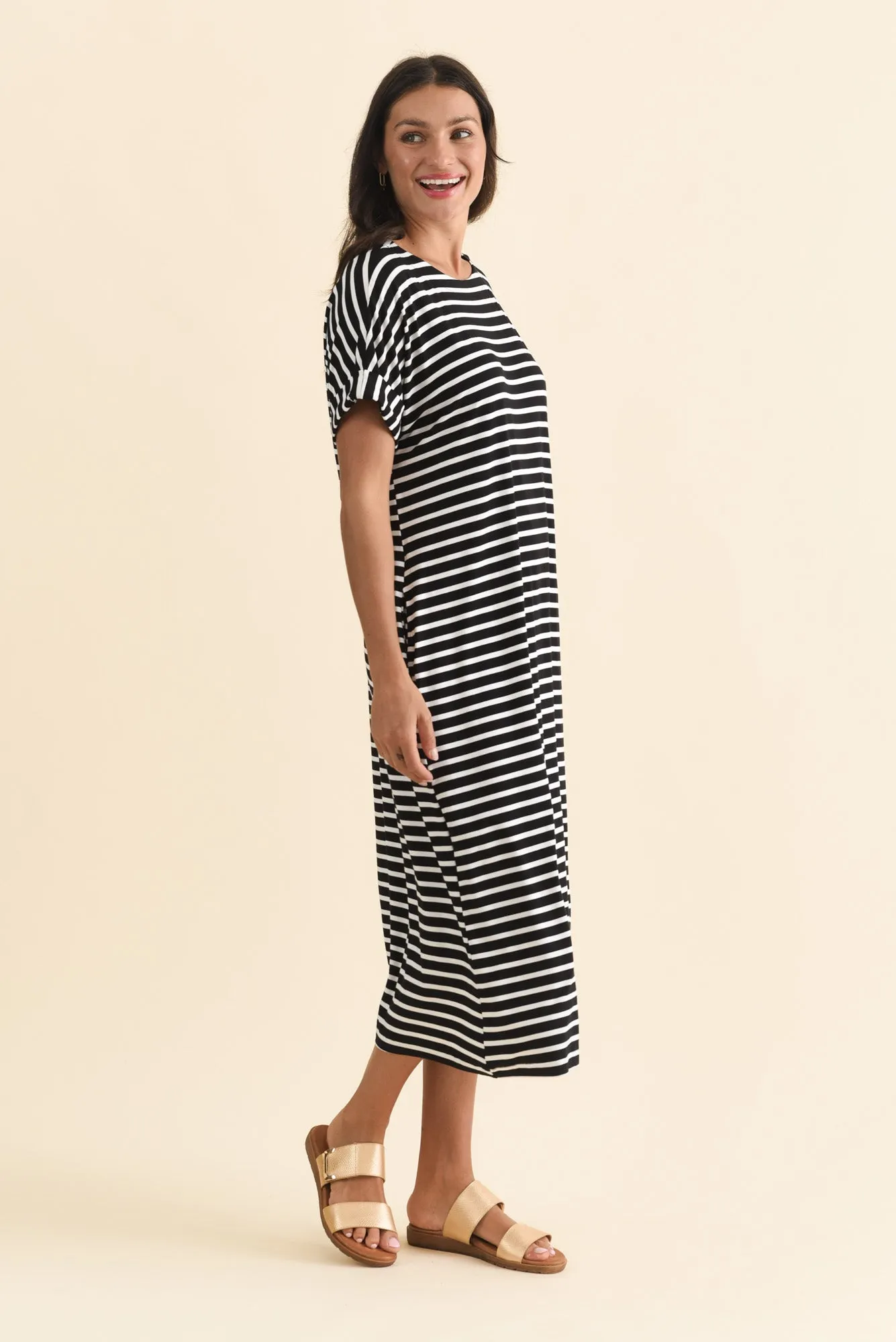 Monica Black Stripe Bamboo Dress sold by Blue Bungalow product image thumbnail 3