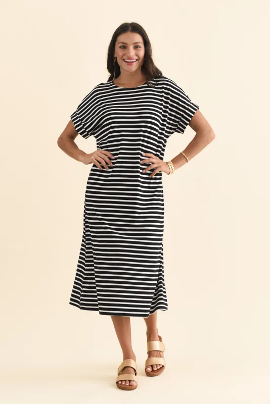 Monica Black Stripe Bamboo Dress sold by Blue Bungalow