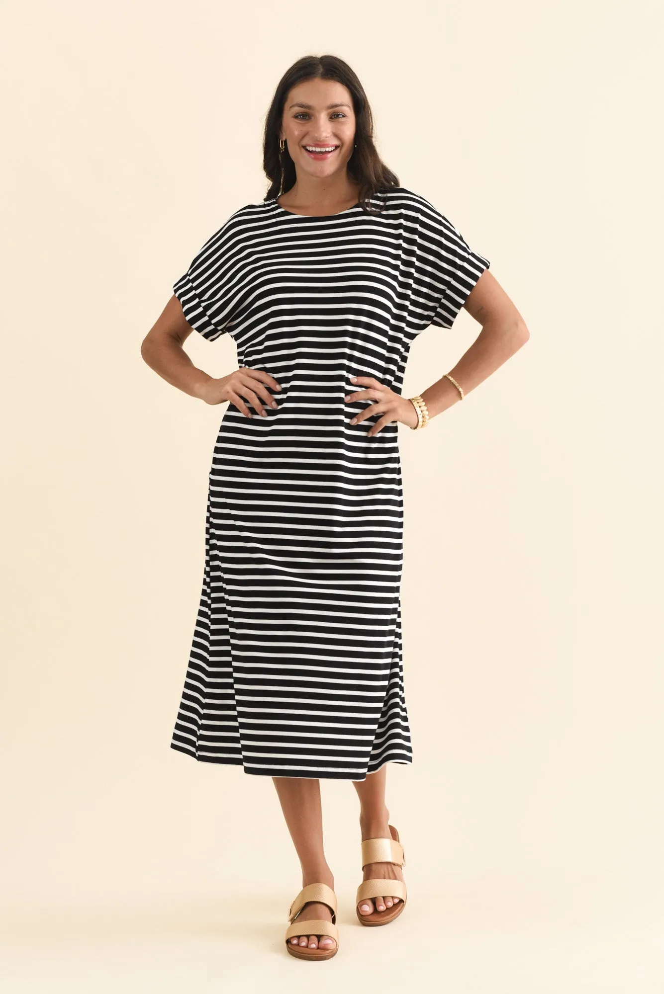 Monica Black Stripe Bamboo Dress sold by Blue Bungalow