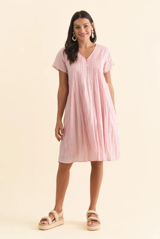 Sabina Blush Crinkle Cotton Dress sold by Blue Bungalow