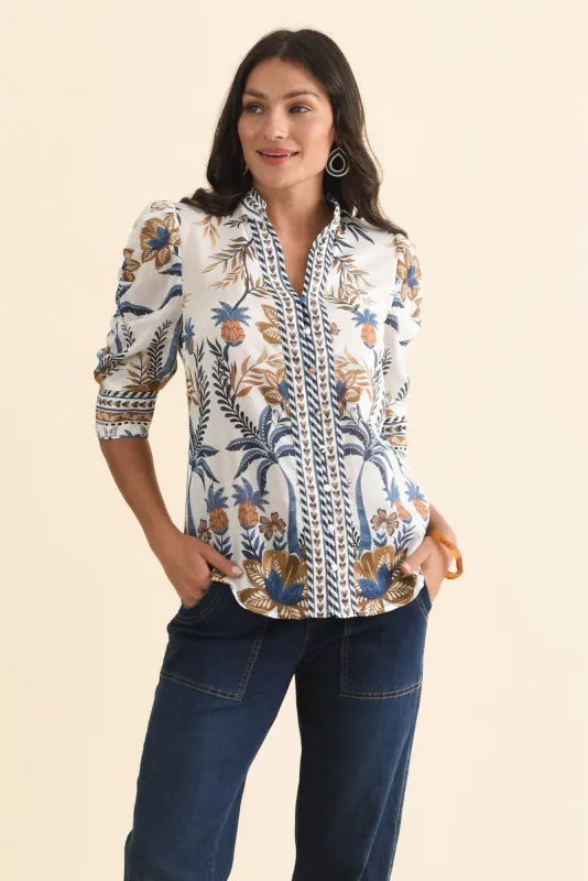 Calantha Golden Medina Cotton Silk Shirt sold by Blue Bungalow