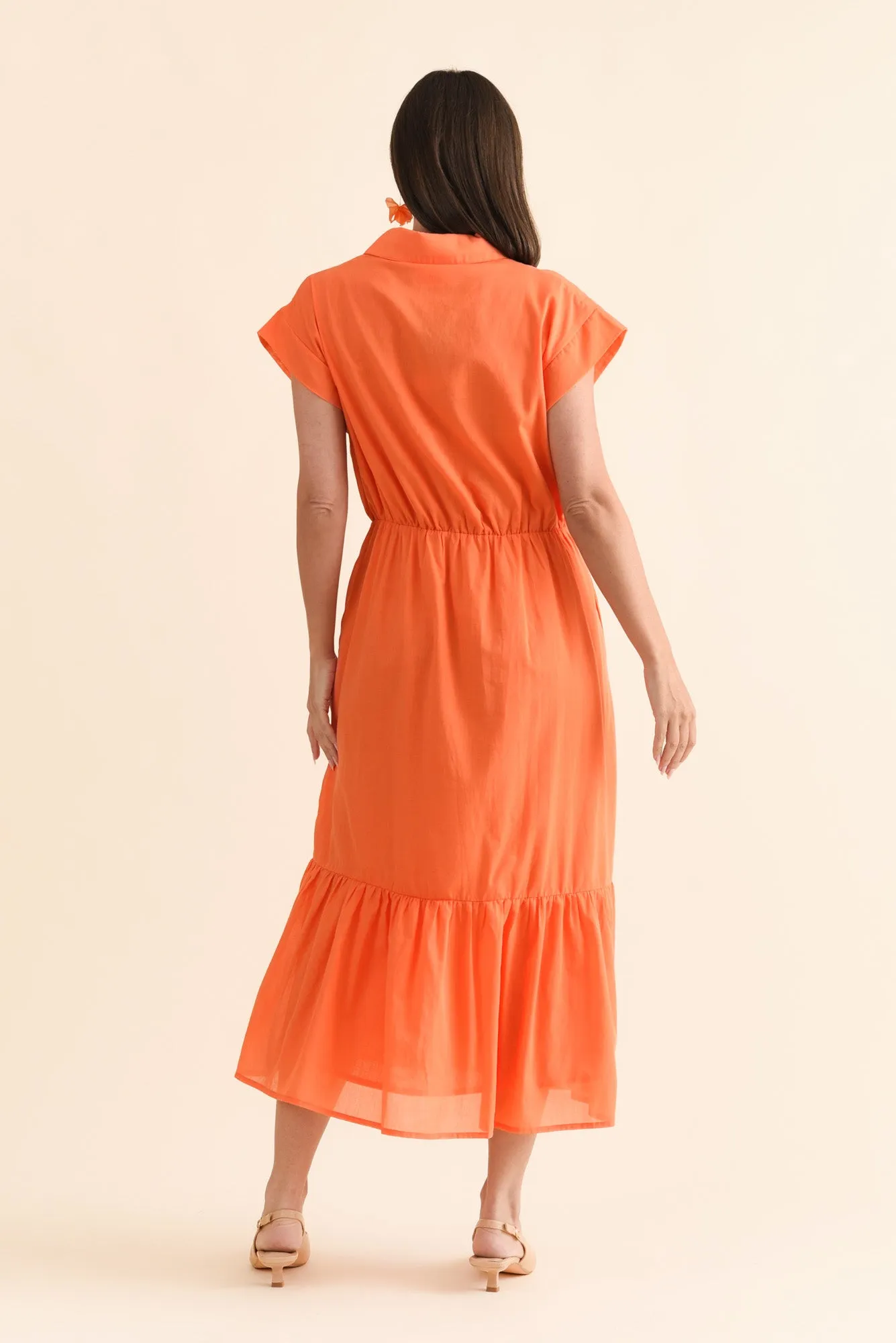 Freya Orange Cotton Collared Dress sold by Blue Bungalow product image thumbnail 4