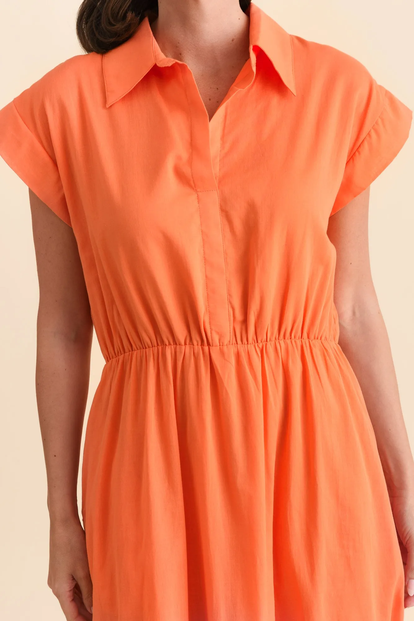 Freya Orange Cotton Collared Dress sold by Blue Bungalow product image thumbnail 5