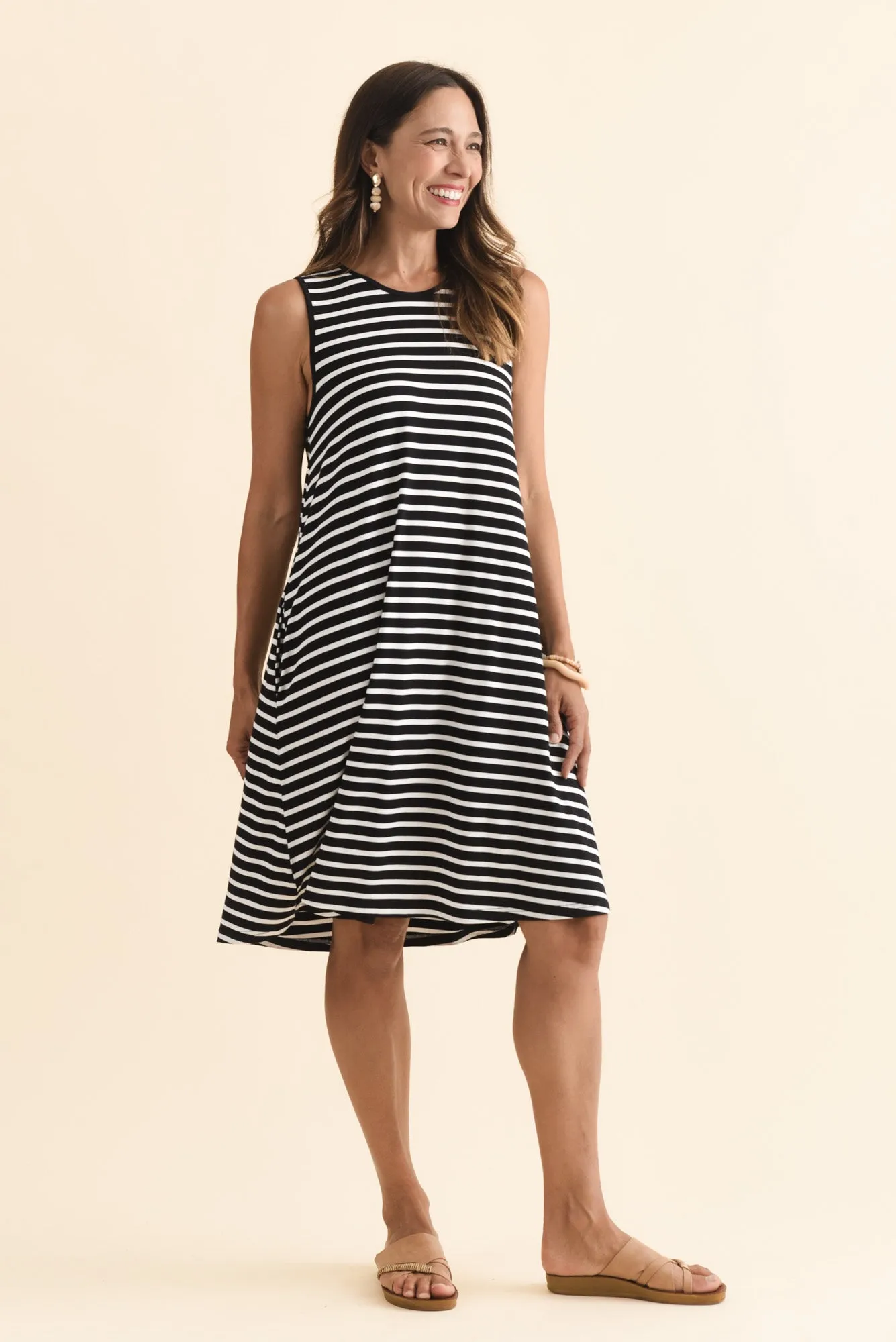 Romilda Black Stripe Bamboo Tank Dress sold by Blue Bungalow product image thumbnail 3
