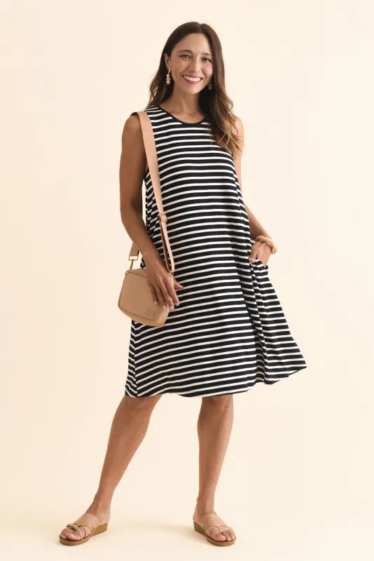Romilda Black Stripe Bamboo Tank Dress sold by Blue Bungalow