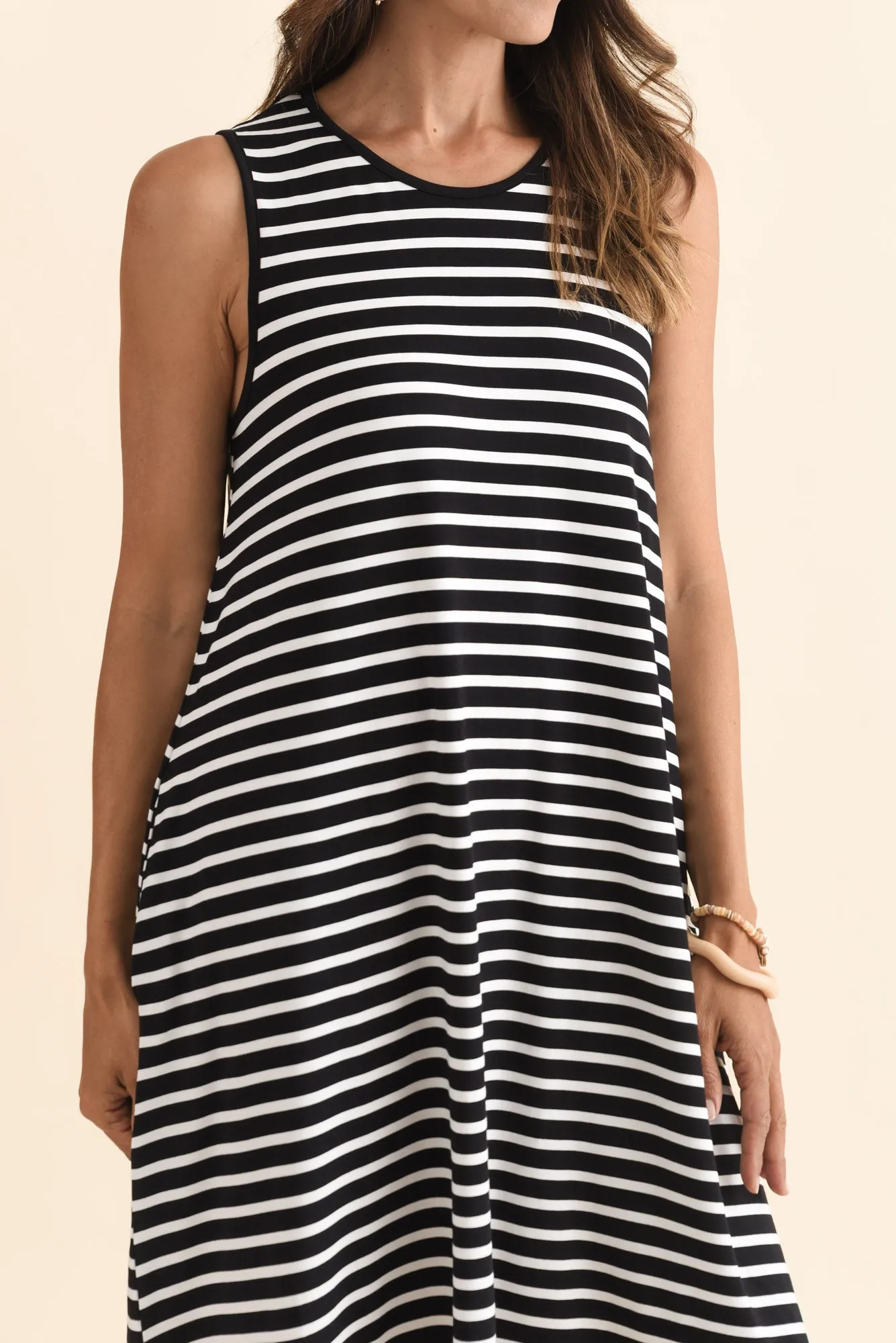 Romilda Black Stripe Bamboo Tank Dress sold by Blue Bungalow product image thumbnail 5