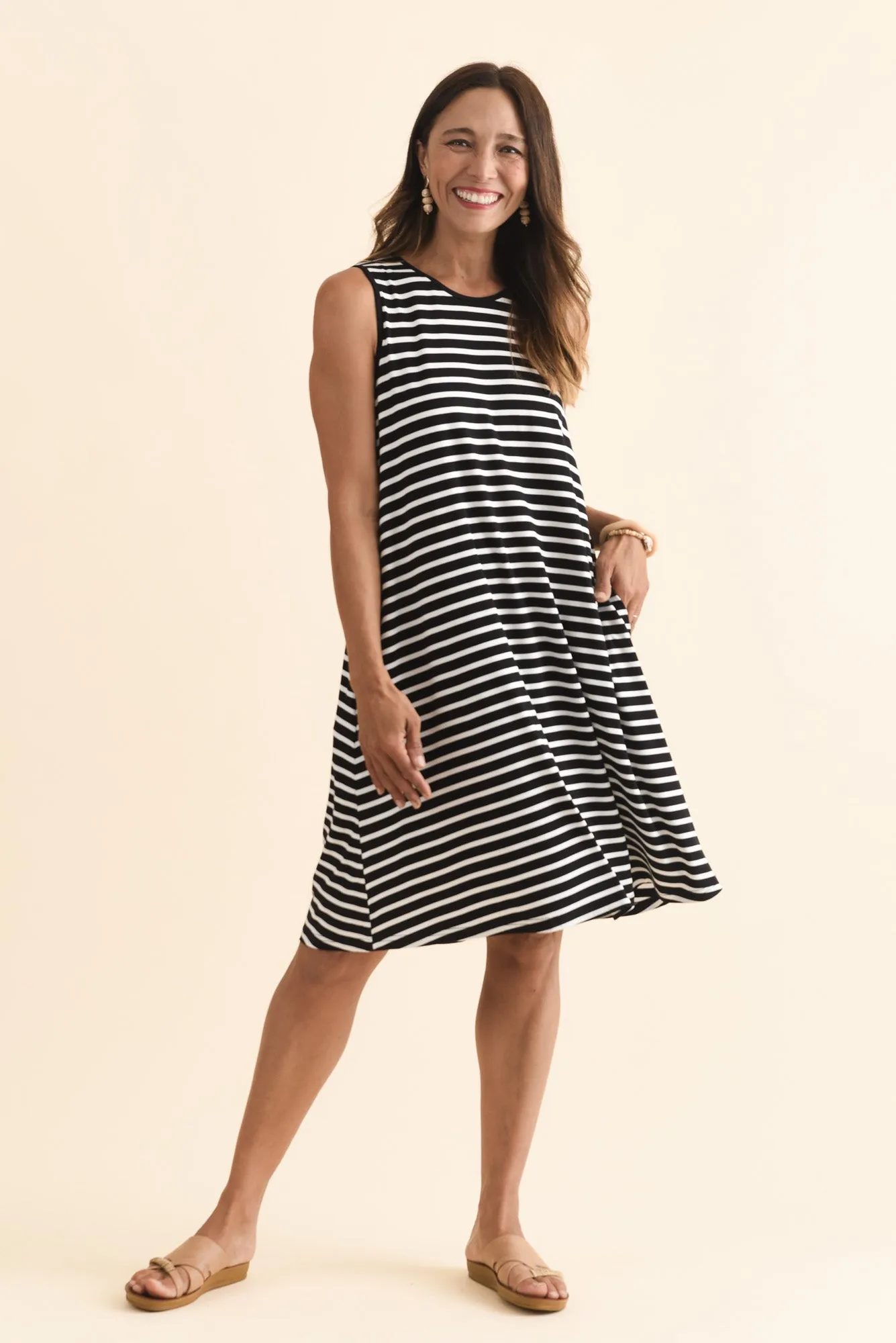 Romilda Black Stripe Bamboo Tank Dress sold by Blue Bungalow product image thumbnail 2