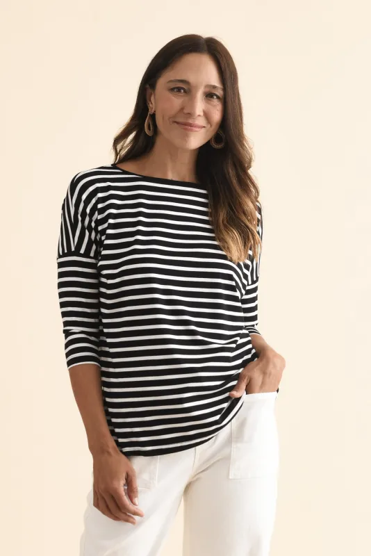 Josette Black Stripe Bamboo Top sold by Blue Bungalow