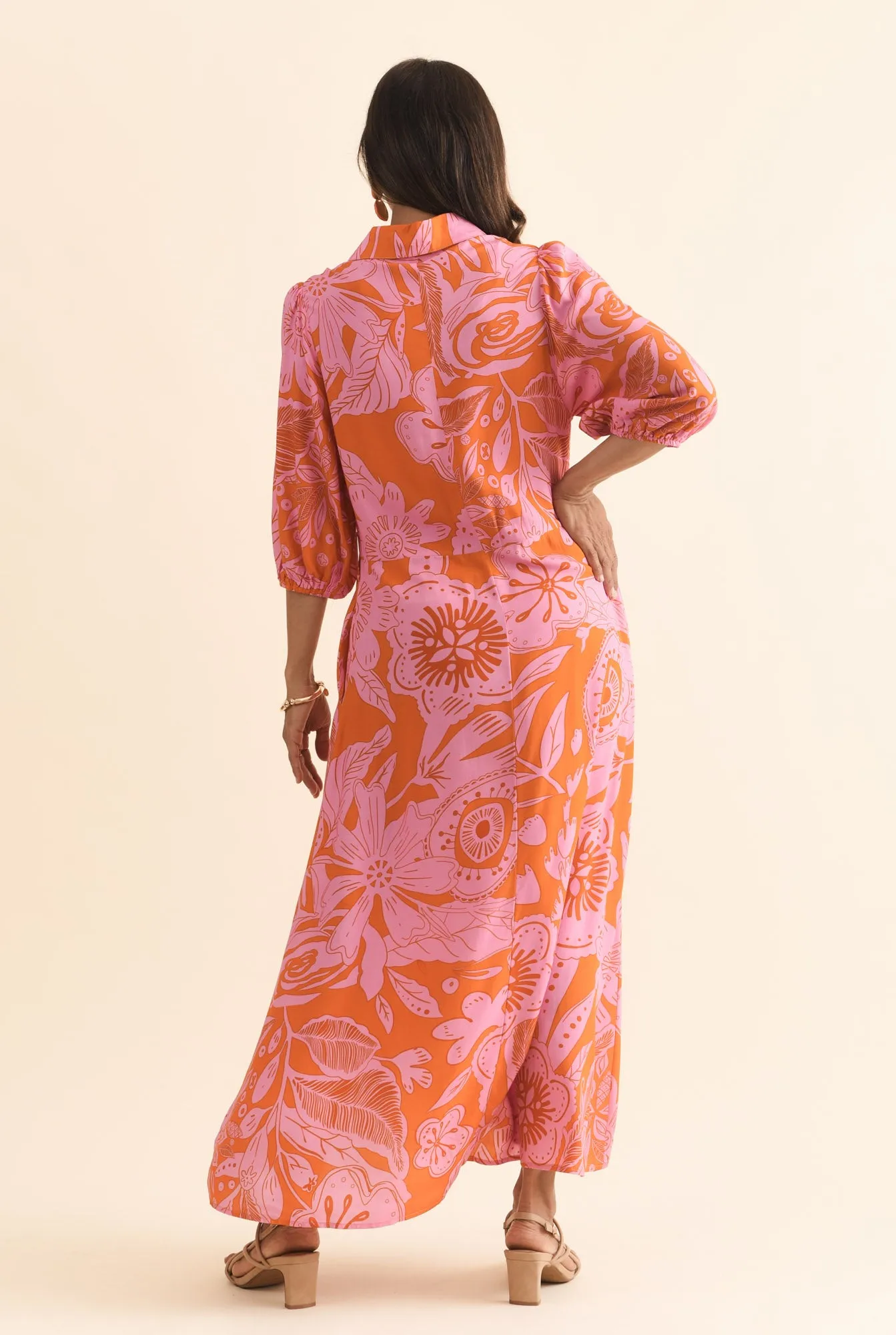 Trinity Orange Floral Tie Dress sold by Blue Bungalow product image thumbnail 5