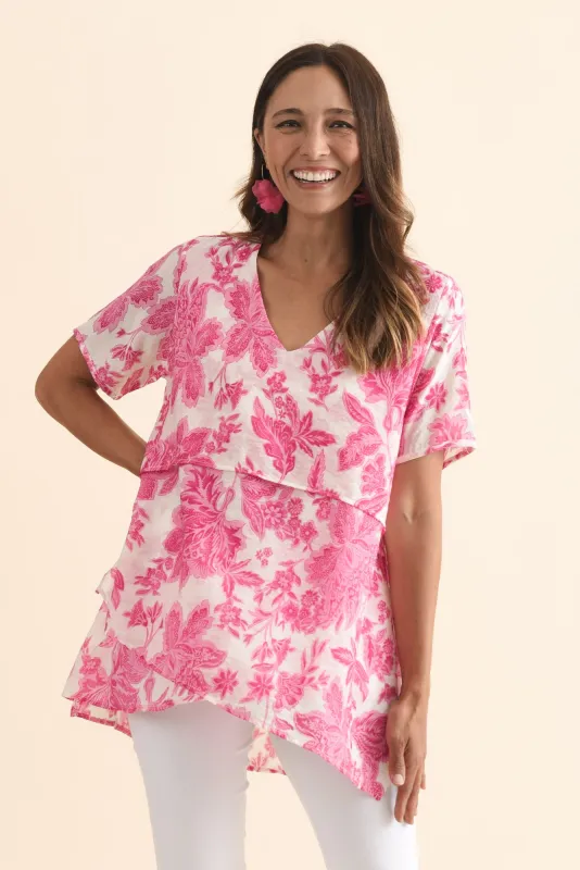 Alvina Pink Floral Layered Tunic Top sold by Blue Bungalow