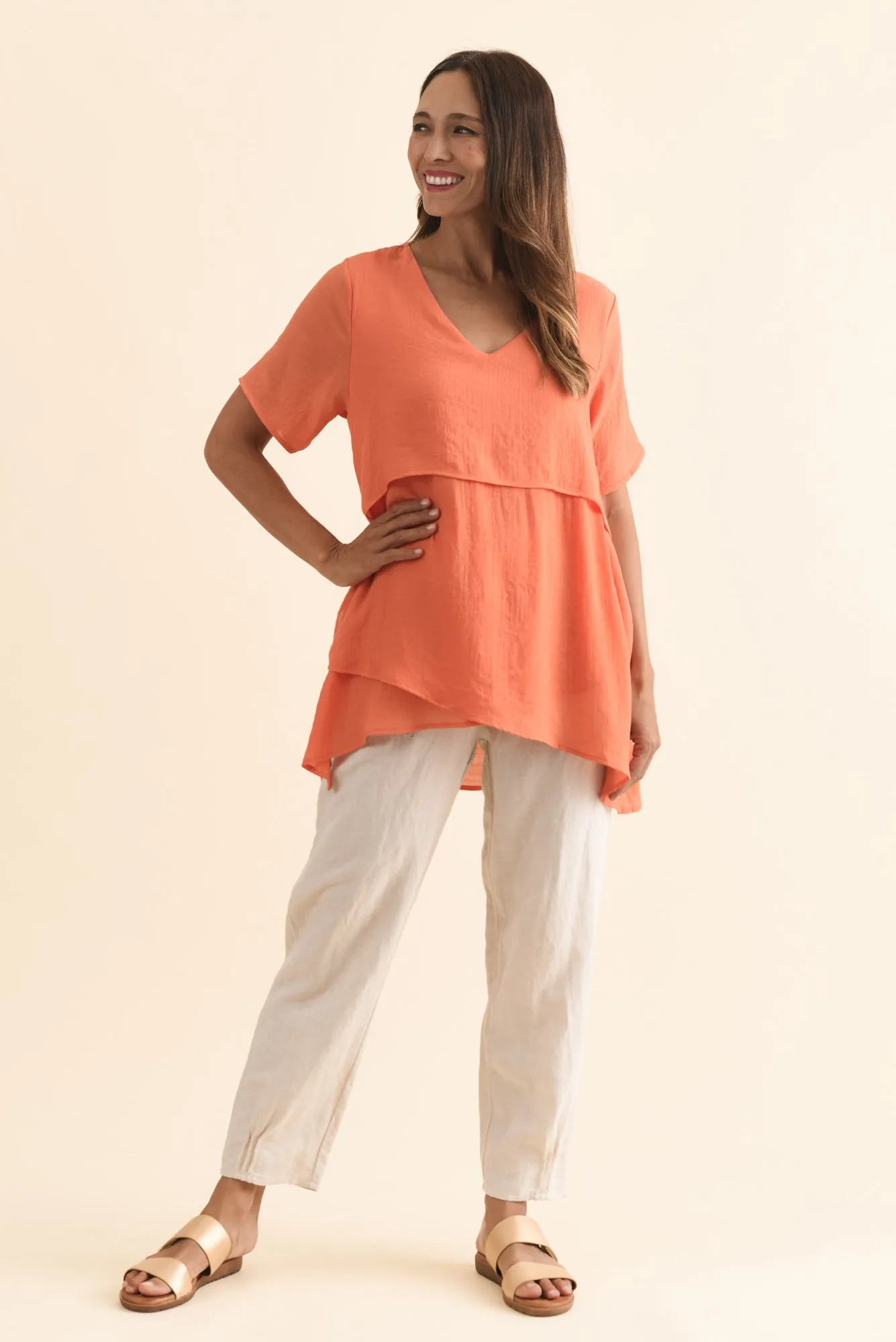 Alvina Orange Layered Tunic Top sold by Blue Bungalow product image thumbnail 2