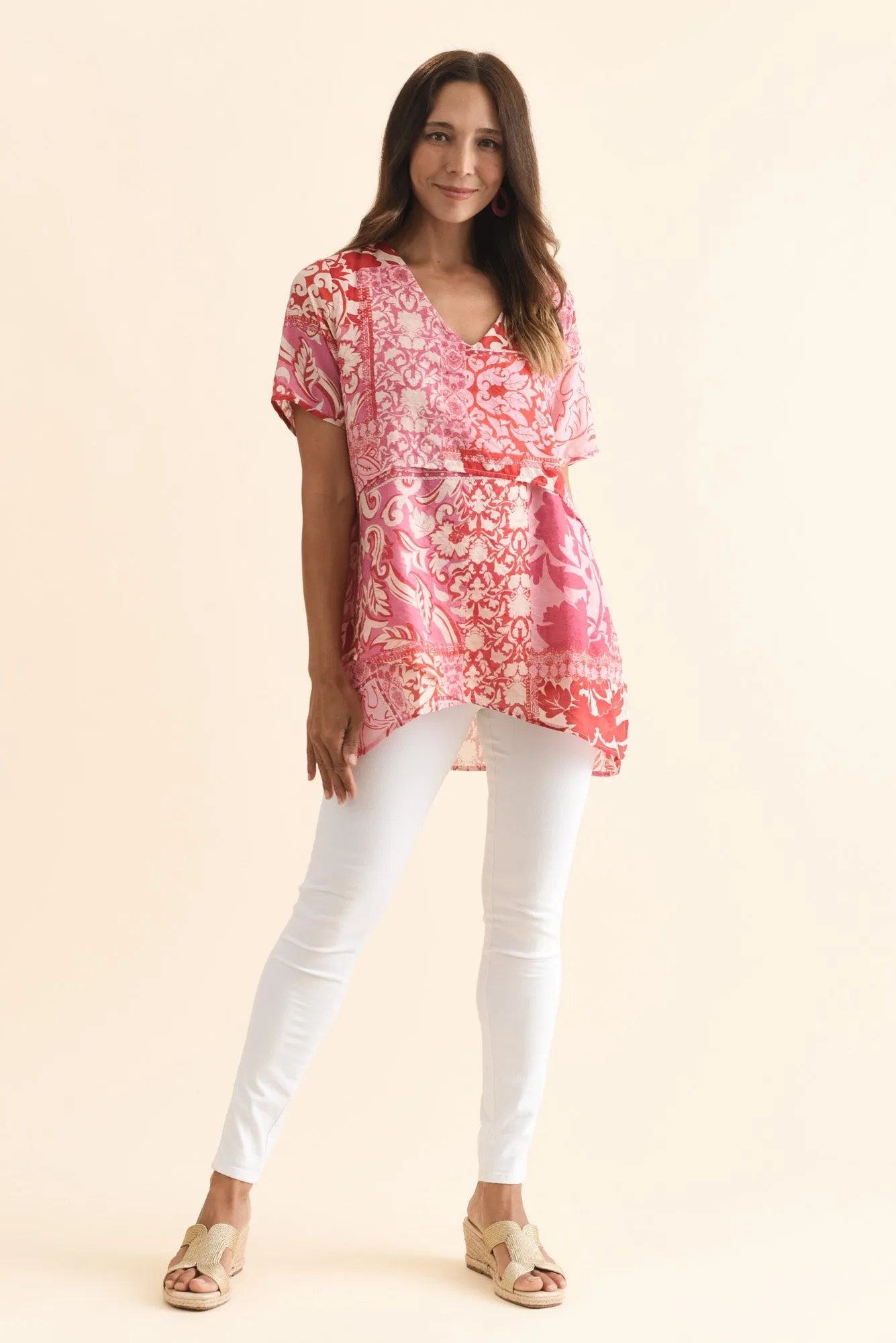 Alvina Pink Abstract Layered Tunic Top sold by Blue Bungalow product image thumbnail 2