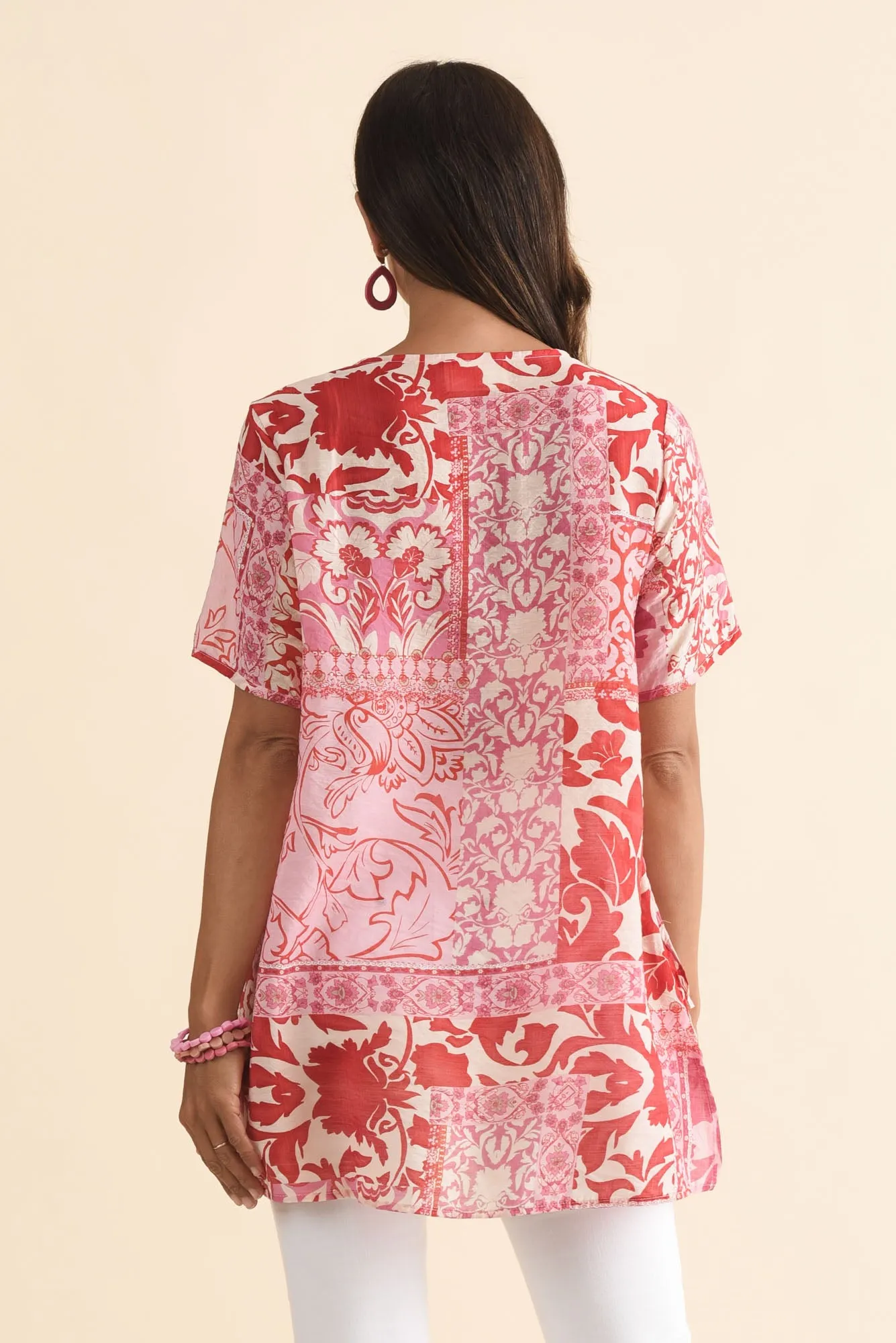 Alvina Pink Abstract Layered Tunic Top sold by Blue Bungalow product image thumbnail 4