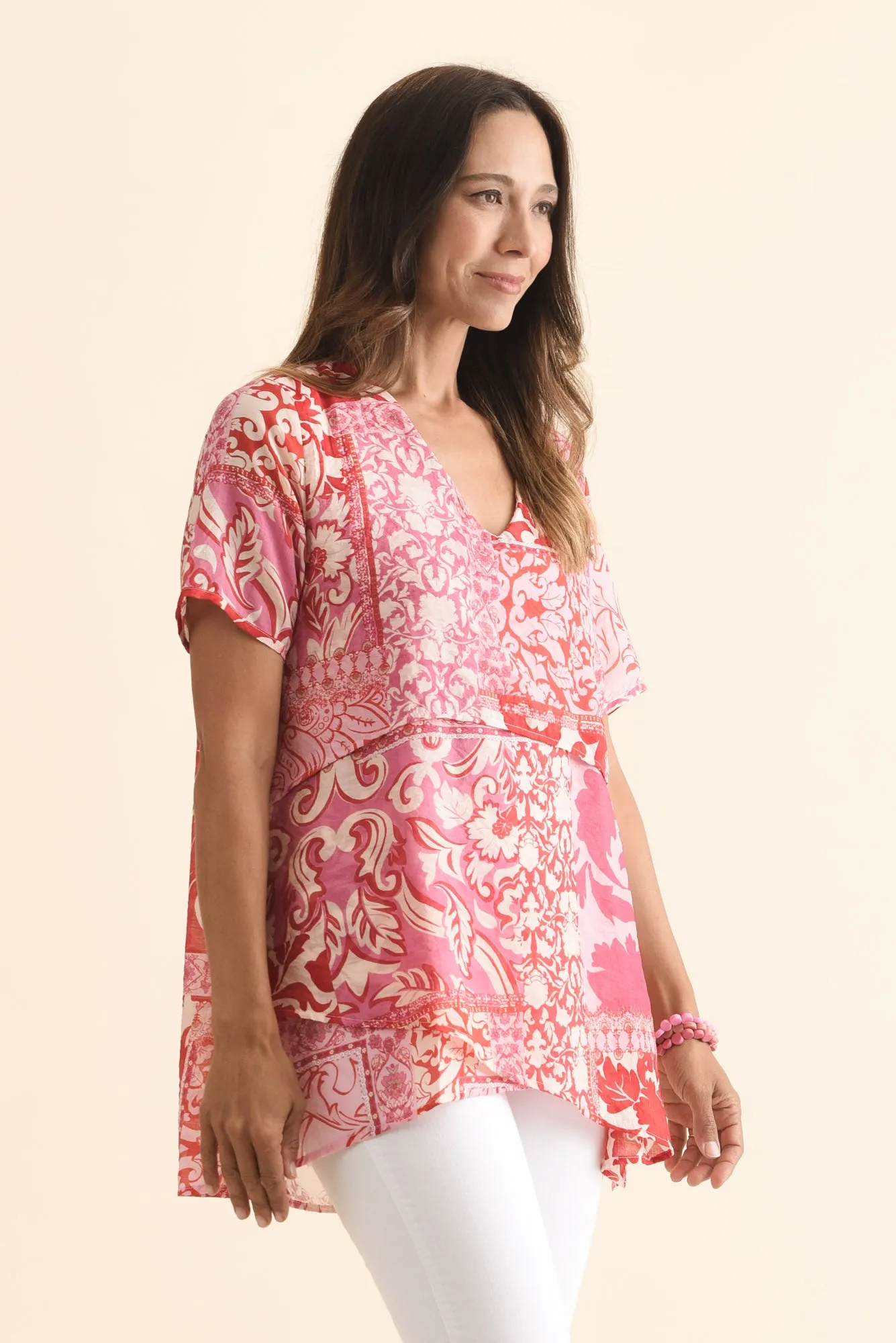 Alvina Pink Abstract Layered Tunic Top sold by Blue Bungalow product image thumbnail 3