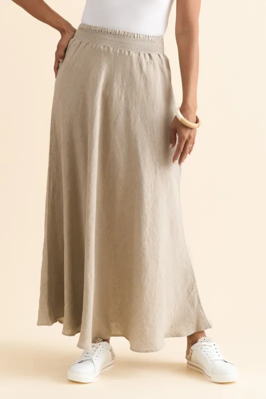 Sottana Beige Linen Maxi Skirt sold by Blue Bungalow