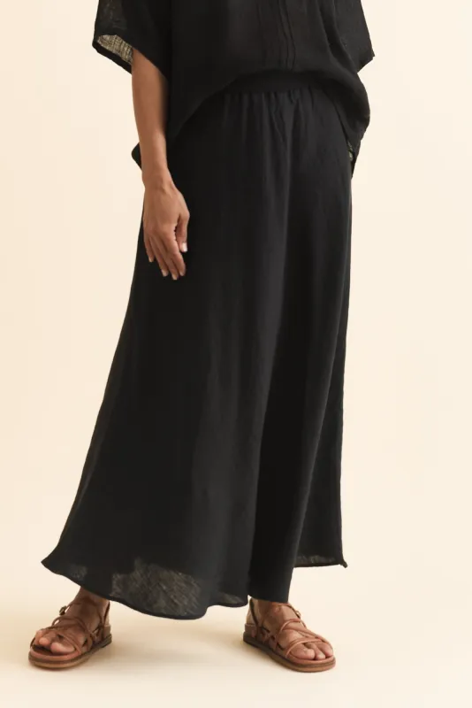 Sottana Black Linen Maxi Skirt sold by Blue Bungalow